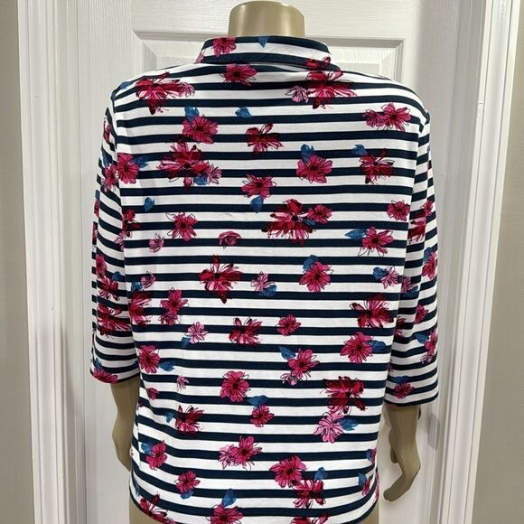 RABE FLORAL & STRIPE PATTERN POLO SHIRT - Picture 5 of 9